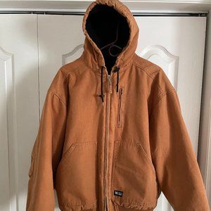 WALLS Work Wear Mens brown Quilted Hooded Jacket Sz XL